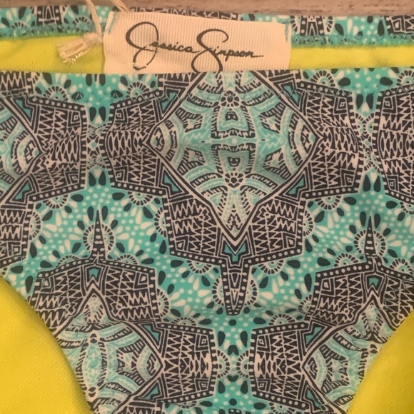 NWT Jessica Simpson Small Shirred Hipster Bikini Bottoms S Marine Blue Green - Picture 3 of 8